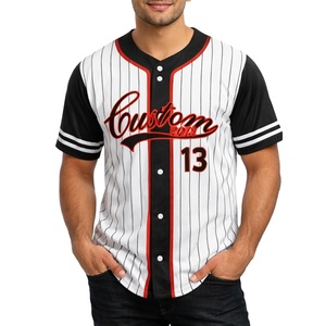 Camiseta de béisbol personalizada para hombre – Camiseta de equipo con nombre y número personalizados, ropa deportiva a rayas - Product Image 1