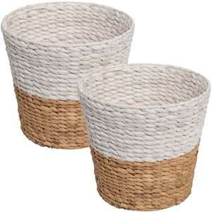 Cesta de Jacinto de Agua Teñida de Blanco, Cesta de Almacenamiento Hecha a Mano, Ecológica, Fabricada por VgreenArt en Vietnam - Product Image 1