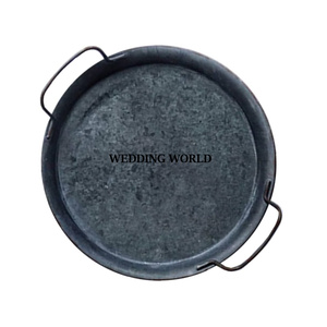 Tbleware Galvanized Serving <b>Tray</b> Round Shape Handmade New Serving Platter Round Shape Tableware Vintage Galvanized <b>Tray</b> - Product Image 4