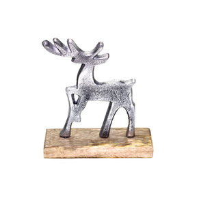 Renne décoratif de table en aluminium/bois d'art moderne unique avec base en nickel pour la décoration de la maison fait à la main en gros en vrac - Product Image 1
