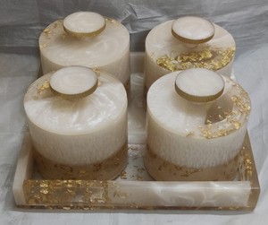 Bonne vente 2025 ensemble de conteneurs en résine acrylique stockage et conteneur de nourriture avec teinte dorée au prix de gros par ArtisanVibe - Product Image 6