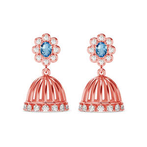 Boucles d'oreilles en argent 925 avec diamants et zircons pour femmes, pour les occasions de fête et religieuses - Product Image 1