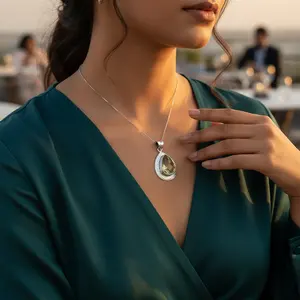 Colgante de Plata 925 con Citrino en Forma de Lágrima para Mujer, Joyería de Piedras Preciosas de Estilo Religioso con Cristal de Amatista Dorada, Regalo con Diamantes - Product Image 2