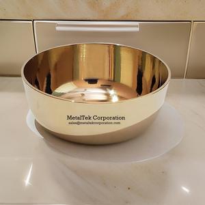 Bol à chocolat rond décoratif de luxe en acier inoxydable plaqué or poli Vente en gros Bol de service à salade à bas prix Design moderne - Product Image 5