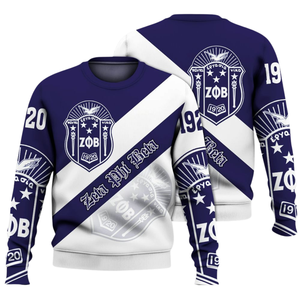 Zeta Phi Beta 1920 Crewneck Sweatshirt <b>Women</b> Greek Sorority Blue <b>Fleece</b> Embroidered <b>Top</b> - Product Image 3