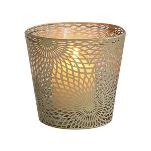 Support votif en fer artisanal avec sculptures florales en finition métallique parfait pour les intérieurs minimalistes d'inspiration zen - Product Image 5