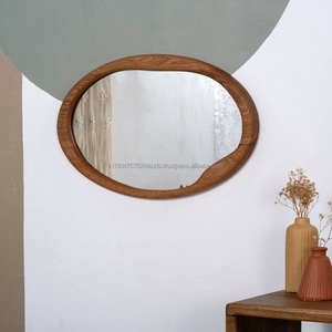 Espejo de Pared Redondo Art Deco KALATRI con Marco de Madera Ecológico Hecho a Mano - Product Image 2