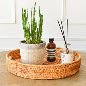 Hot Sale Handwoven Scalloped Rattan <b>Round</b> <b>Tray</b> <b>Table</b> Decoration Wicker <b>Round</b> <b>Tray</b> Variety of Sizes From Vietnam Manufacturer - Product Image 5