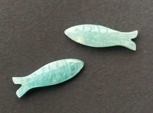 Amazonite naturelle sculpture de poisson fabriquée à la main pierres précieuses en vrac pendentif mignon perles cheville faisant des perles - Product Image 2