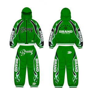 Ensembles de survêtements et sweats à capuche vintage personnalisés en gros, en nylon réfléchissant, pour l'entraînement, coupe-vent - Product Image 2