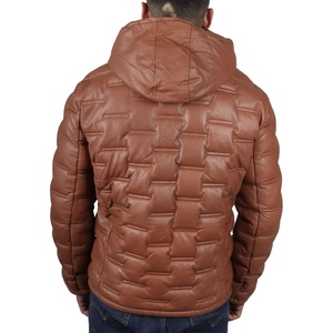 Chaqueta Acolchada con Capucha para Hombre de Cuero de Oveja de Alta Calidad - Product Image 2