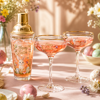 Shaker à cocktails en métal de luxe moderne et durable, motif Lapin de Pâques doré, coffret cadeau, ensemble personnalisable avec logo pour les fêtes de printemps