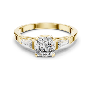 Bague pour femme en diamant de laboratoire de 2,02 carats, taille coussin, avec diamants latéraux trapézoïdaux, disponible en 18 carats, 14 carats, 10 carats - Product Image 1