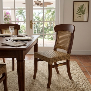 Solid Wood Woven Rattan <b>Cane</b> Dining <b>Chair</b> Curved Backrest Natural Finish Outdoor Patio Side Armless <b>Chair</b> Setup Art Decor - Product Image 3