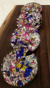 Posavasos de Resina Premium, Juego de Posavasos Hechos a Mano de Lujo para Mesa de Comedor o Café, Tradebyd, 4x4 Pulgadas, Cuadrados, Colores Personalizados - Product Image 5