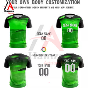 เสื้อฟุตบอลเยาวชนระบายอากาศได้ดีผ้าโพลีเอสเตอร์100% 180 GSM คอวีแขนครึ่งแขนกำหนดชื่อทีม/หมายเลข Hamza - Product Image 4