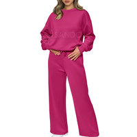 Setelan Olahraga Wanita Musim Dingin Berkualitas Premium Terlaris, 100% Katun, Potongan Regular, 2 Potong, Model Panjang