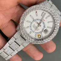 Montre exclusive pour homme, mécanique, sertie de moissanite et de diamants, cadran en verre analogique, acier inoxydable, charme hip-hop, édition limitée