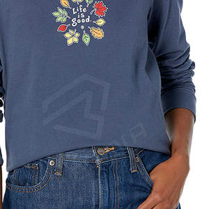 Loose Fit Ribbed <b>Crewneck</b> 80% Cotton 20% Polyester Fleece Ribbed Cuffs and Hem Peach Women Sweatshirt - Product Image 4