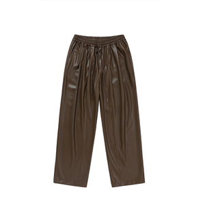 OEM โลโก้ที่กําหนดเองหนัง Sweatpants หนังที่กําหนดเองสไตล์ถุงกางเกงกันลมที่กําหนดเองบาน streetwear หนัง jogger unisex - Product Image 6