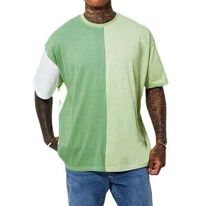 Ropa de hombre de manga corta con diseño de logotipo personalizado OEM de color de contraste, camisas de talla grande para hombre, ropa de calle de algodón y poliéster, todas las tallas - Product Image 1