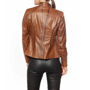 Veste en cuir à manches longues en fausse fourrure imprimée tendance et élégante, respirante, fermeture éclair, hiver, haute qualité, tricotée sur mesure - Product Image 2