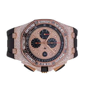 Reloj de Lujo para Hombre con Moissanita, Personalizado, Resistente al Agua, de Cuarzo, con Calendario, Correa de Cuero y Diamantes, al por Mayor - Product Image 2
