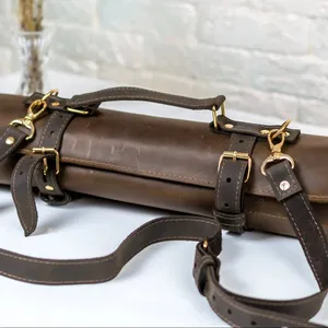 Rouleau de couteau en cuir personnalisé gratuit pour 3-14 couteaux cadeau pour le cuisinier sac de qualité supérieure cadeau gourmand LKR-0099 - Product Image 1