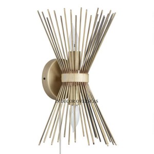 Portavelas montado en la pared de aluminio fundido chapado en oro de alta calidad de diseñador de hoja de Gingko de forma grande, bollos de lujo decorativos - Product Image 2