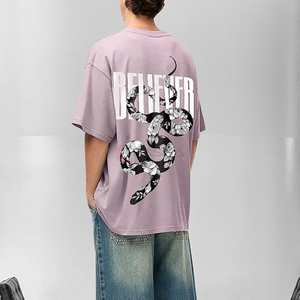 Vente en gros T-shirt surdimensionné 500GSM poids lourd en éponge française épaule tombante Logo personnalisé imprimé Streetwear fabricant - Product Image 4