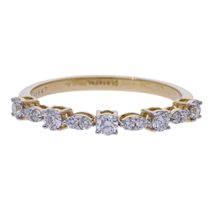 Bague élégante pour femme en or 14 carats plaqué rhodium, diamant naturel, grappes de diamants taille brillant alternées, délicate et luxueuse, sertie à griffes - Product Image 1