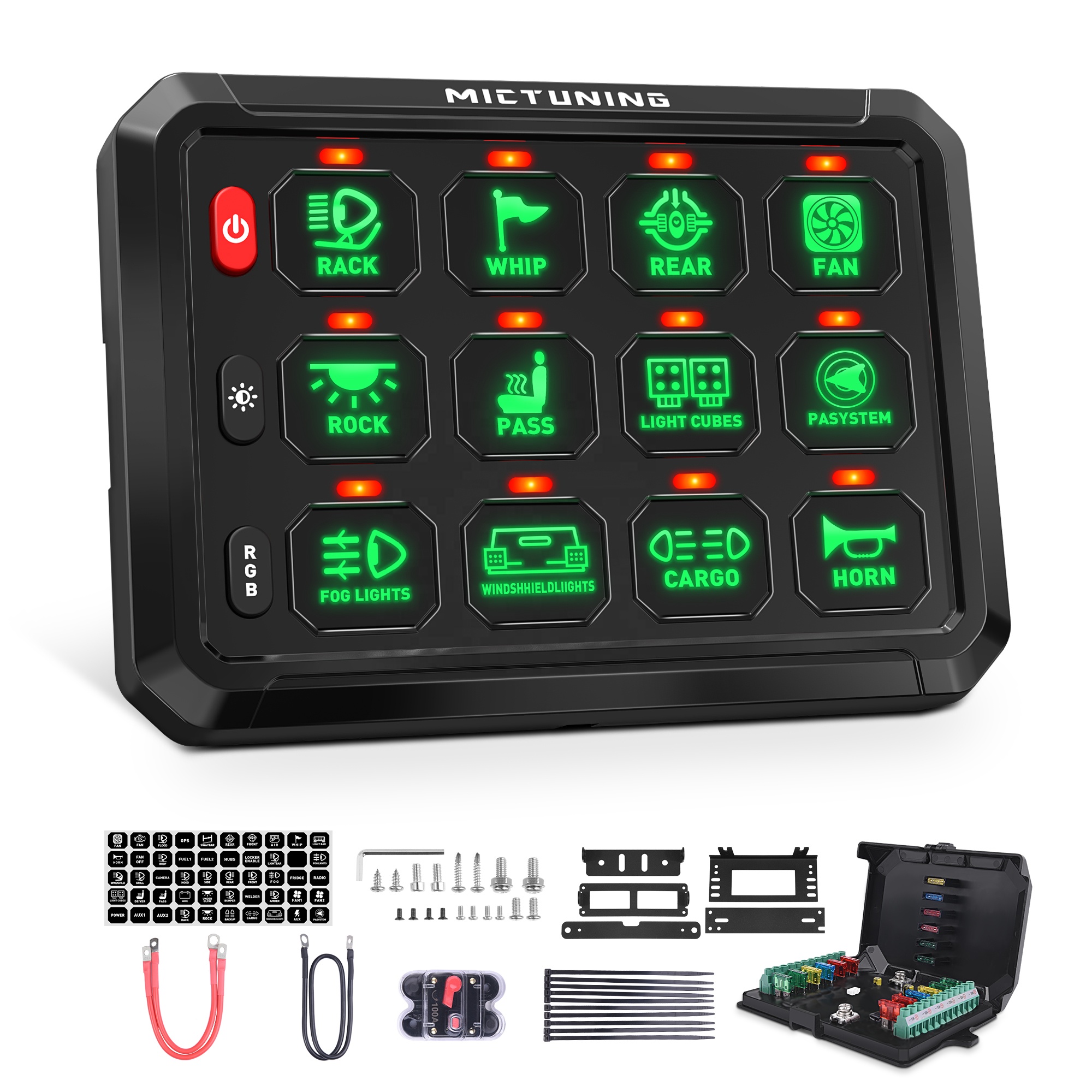 RGB LED ROCKER SWITCH 12V Momentary Strobe Circuit Control Box RGB ...