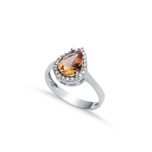 Pera diseño clásico sultanita anillo joyería para mujer rodio venta al por Mayor turco hecho a mano 925 joyería de plata esterlina - Product Image 1