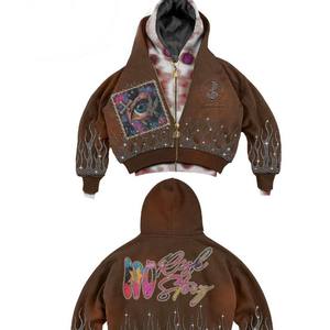 เสื้อฮู้ดแฟชั่นยูนิเซ็กซ์ ประดับคริสตัลวิบวับ สไตล์ฮิปฮอป สตรีทแวร์ ผ้าฝ้าย 100% สำหรับฤดูหนาว ดีไซน์พรีเมียม - Product Image 6