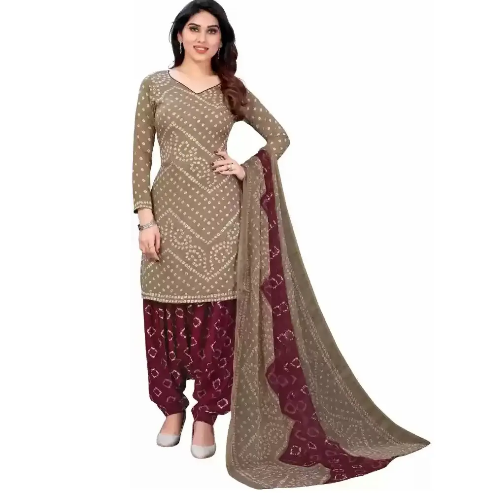 Salwar Kameez Robe de mariage pour femmes Costumes de fête d'été pour filles Coton fait Nouveau Design Broderie Logo Imprimé