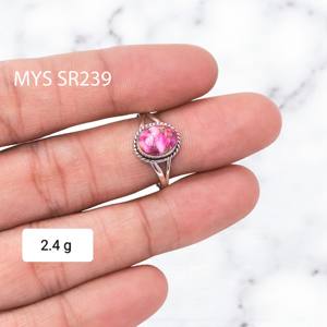 แหวนเงินแท้ 925 ประดับพลอยสีฟ้าอมเขียว ดีไซน์ดอกไม้ ทำด้วยมือ ขายส่งเครื่องประดับเงิน - Product Image 1