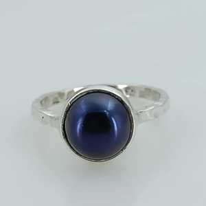 Handmade 925 Sterling <b>Silver</b> Freshwater Black Pearl <b>Statement</b> <b>Ring</b> Boho June Birthstone Jewelry Perfect Gift - Product Image 3
