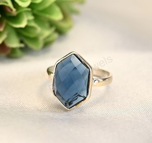 2025 925เงินสเตอร์ลิงหกเหลี่ยมสีฟ้านีออนอะปาไทต์ควอตซ์นิรันดร์แหวนพลอยชั้นดีเครื่องประดับสำหรับปาร์ตี้ - Product Image 1