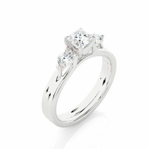 Princess & Round Cut Prong <b>Set</b> Three Stone Diamond <b>Ring</b> For <b>Women</b> - Product Image 4