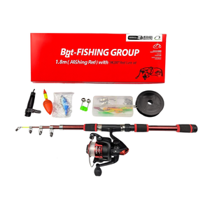 Kit de canne à pêche en fibre de carbone Bdt-FISHING GROUP 1,8 m avec poignée EVA, moulinet AK200 et ensemble de leurres dans un sac rouge - Product Image 2