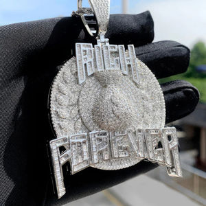 Colgante con inicial de letra de plata 925, joyería de diamante de moissanita hecha a mano con chapado en rodio, estilo hip-hop para regalo - Product Image 2
