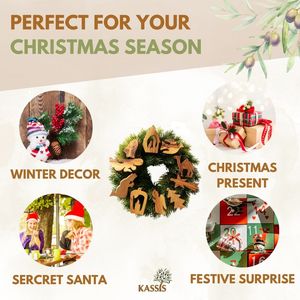 Ensemble de 10 décorations de Noël en bois d'olivier sculpté à la main, style classique, respectueux de l'environnement, décorations d'arbre de Noël faites à la main - Product Image 5