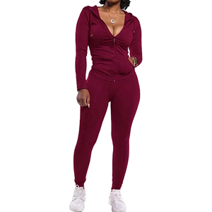 Nouveau Style femmes deux pièces survêtement ensemble à manches longues fermeture éclair à capuche veste avec pantalon de survêtement survêtement ensemble d'entraînement personnalisé 2025 - Product Image 1
