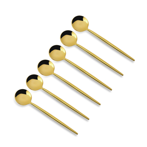 Elegante juego de cubiertos de acero inoxidable de estilo ovalado Belle, cubiertos de diseño para restaurantes, hoteles, acabado dorado brillante para fiestas - Product Image 1