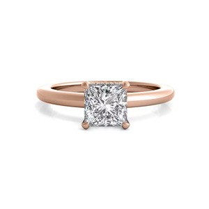 Anillo de compromiso de diamante solitario de corte princesa cultivado en laboratorio de 0.50 ct G-VS2 en oro macizo de 14 quilates para bodas, fiestas de compromiso y ocasiones especiales. - Product Image 2