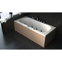 Bañera de Hidromasaje Portátil Moderna para Interiores Vincenca, 180 x 80 cm, Acrílico Blanco, Iluminación LED, Jets de Masaje, Cuadrada/Ovalada, 61 cm