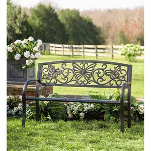 Banco de jardín de hierro fundido para exteriores de estilo antiguo con un elegante diseño de madera adecuado para patio o balcón, espacio de jardín - Product Image 1