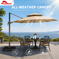 FEAMONT Aluminium-Rahmen Freiarm-Sonnenschirm Doppeldach Sonnenschutz Offset-Terrassenschirm für Strand- und Poolbereich
