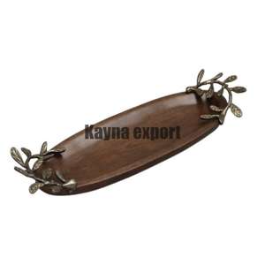 Plateau de service en acier inoxydable de conception nouvellement moderne avec belle poignée de concepteur de corail Plateau de fournitures de restaurant et d'hôtels - Product Image 5