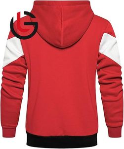GLOBAL LEATHER Sweat à capuche pour homme en molleton 100% coton 300g, coloris Rouge Blanc Noir, Nouveau, Hiver, Chaud, Non doublé, Confortable, Élégant, Pull-over - Product Image 4
